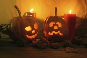 halloween pumpkins and candles