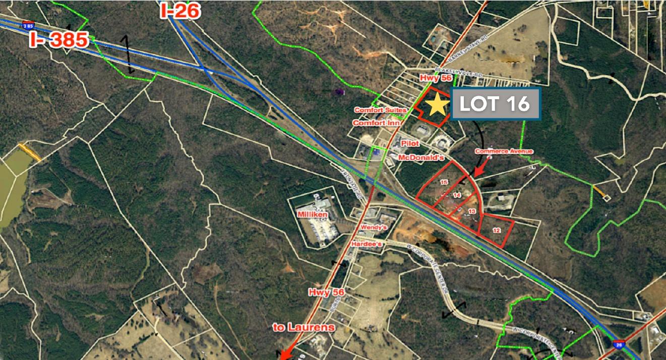 Lot 16 Aerial - labeled I-26 at Hwy. 56, Laurens County, SC